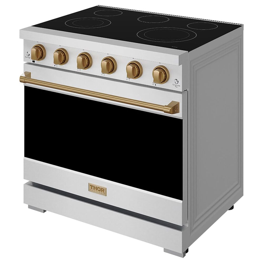 Thor Kitchen Gordon Ramsay 6 Cu. Ft. Professional Freestanding Electric Range with Bronze Handle Kit in Stainless Steel, , large