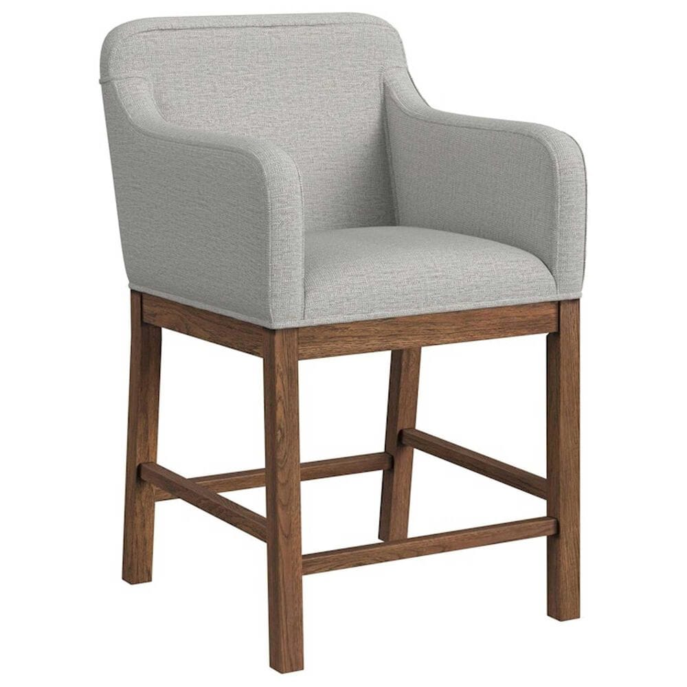 Mayberry Hill Glinda Upholstered Arm Chair with Light Grey Fabric in Brown, , large