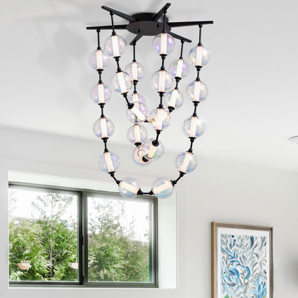 Golden Lighting Pearla 28" LED Pendant in Matte Black, , large