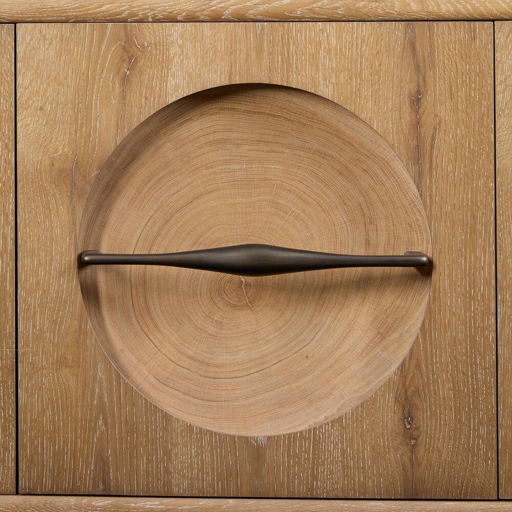 Uttermost Forest Rings 3-Door Cabinet with Light in Warm Wood, , large