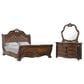 New Heritage Design Bella Note 3-Piece King Sleigh Bedroom Set in Mahogany Brown and Antique Gold, , large