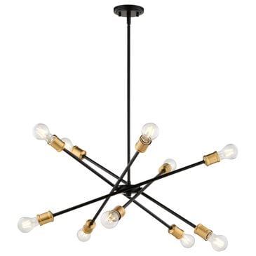 Vaxcel International Co. Ltd. Gresham 10-Light Chandelier in Antique Gold with Matte Black, , large