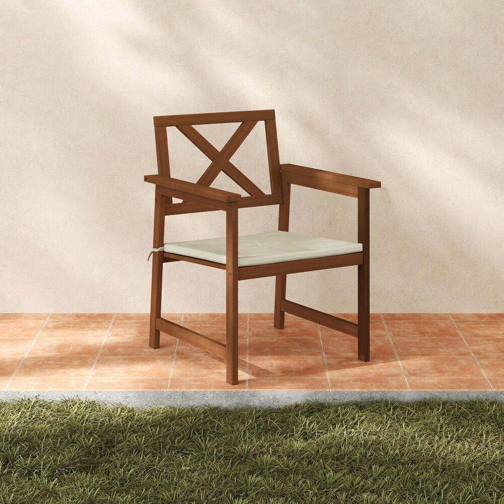 HOMLUX X-Back Patio Armchair with Cushion in Natural (Set of 2), , large