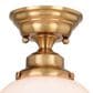 Vaxcel Huntley 12" 1-Light Semi Flush Mount with White Glass Shade in Natural Brass, , large
