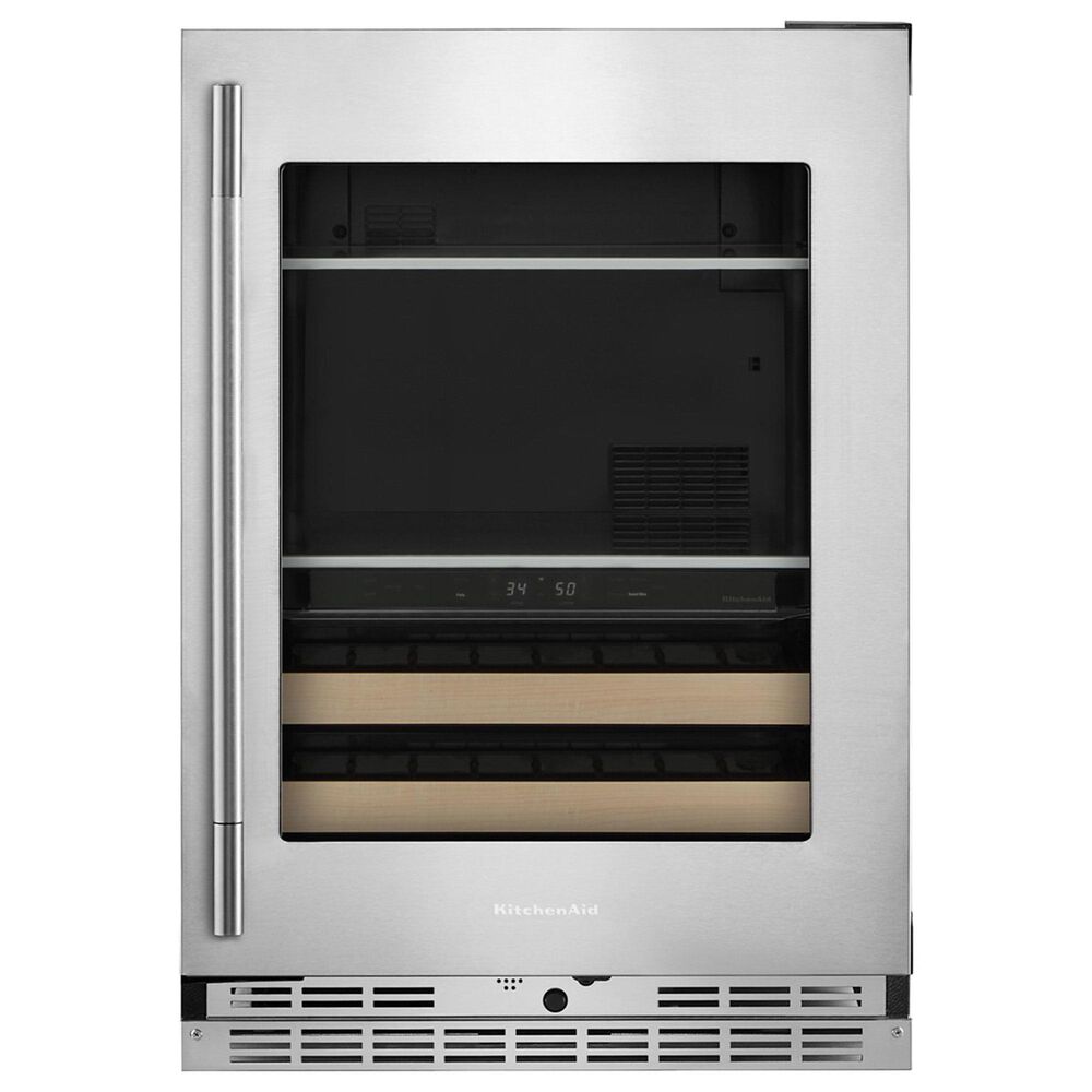 KitchenAid 4.8 Cu. Ft. Right Hinge Beverage Center with Wood Front Racks in PrintShield Stainless Steel, , large