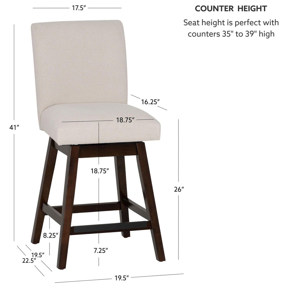 Linon Home Decor Cyrus Swivel Counter Stool in Brown (Set of 2), , large