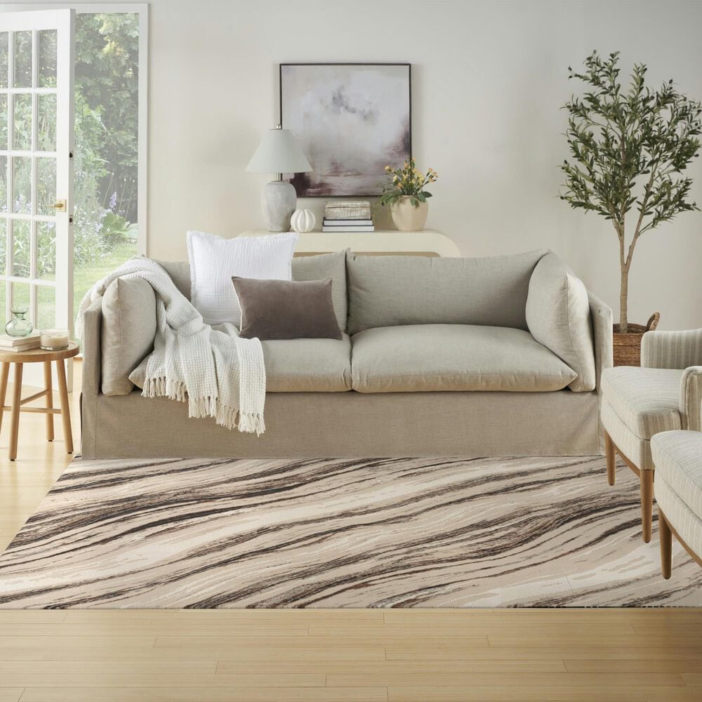 Nourison Sustainable Trends SUT05 5&#39;3&quot; x 7&#39;3&quot; Beige and Grey Area Rug, , large