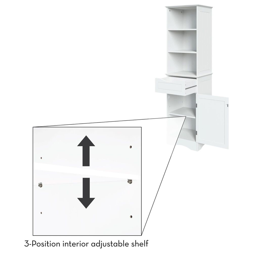 RiverRidge Home Ashland 1-Door Tall Cabinet in White, , large