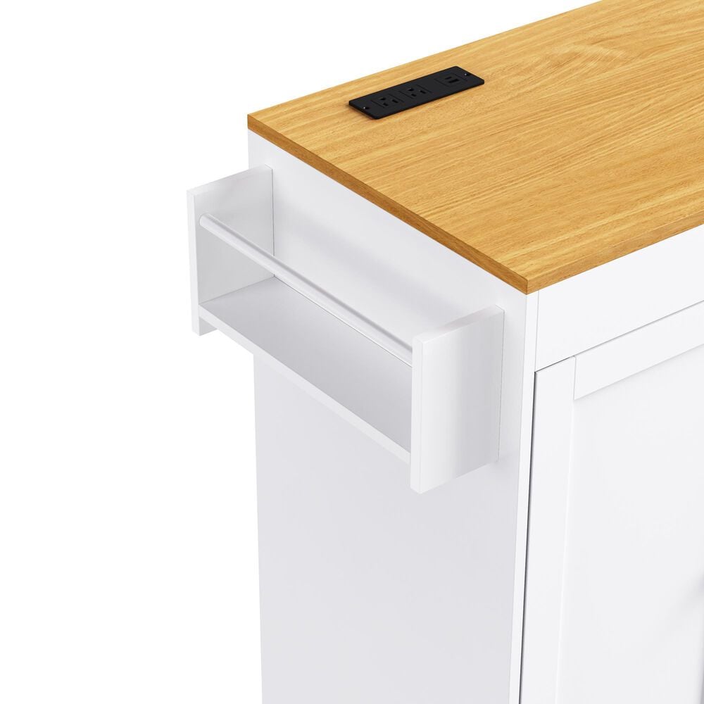 HOMLUX 74.8" Kitchen Island with Extendable Dining Table in White and Natural, , large