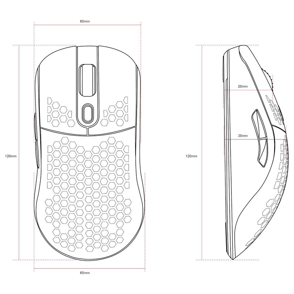 Arozzi Favo Ultra Lightweight Customizable RGB Gaming Mouse with Honeycomb Pattern, Pixart 3389 Sensor, and Omron 20M Switches - Red, , large