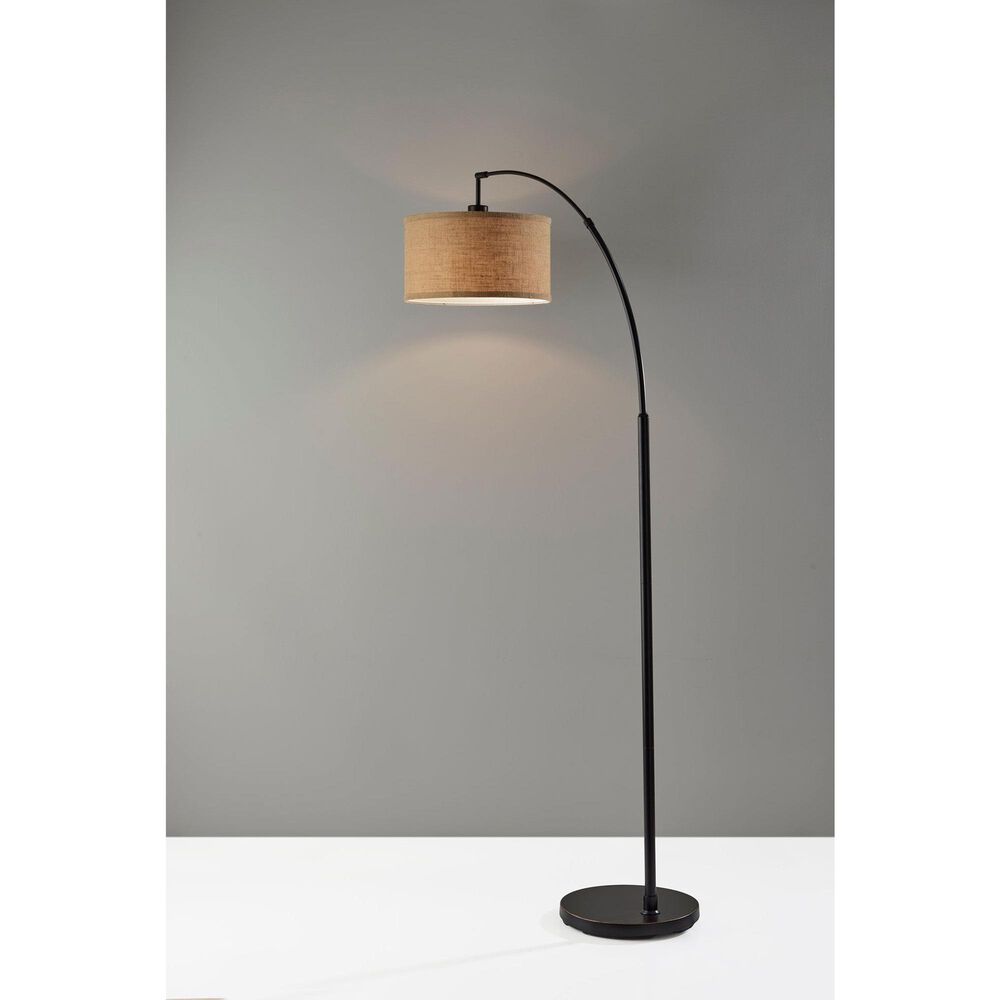 Adesso Burlap Arc Floor Lamp in Antique Bronze, , large