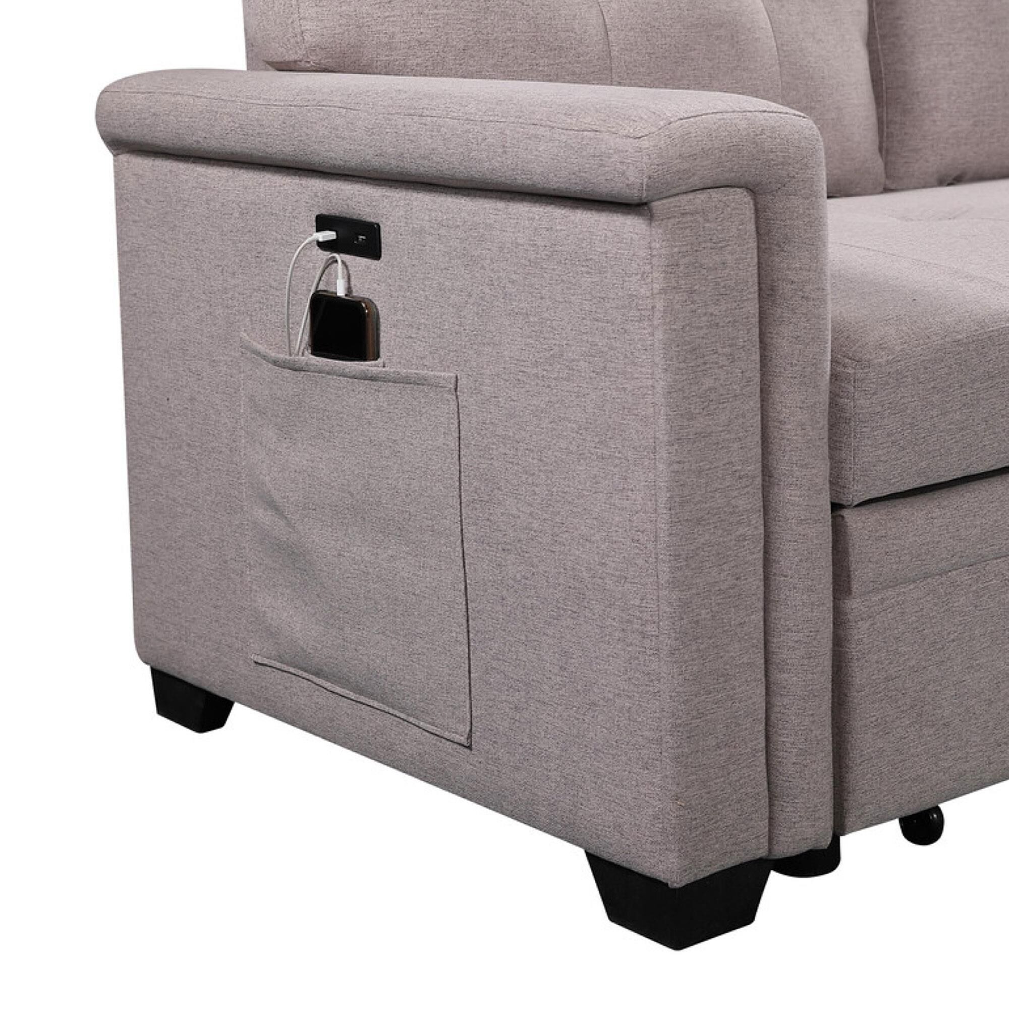 Hearth and Haven Ashlyn 3 Piece Stationary Reversible Sleeper