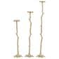 Maple and Jade Tall Floor Textured Metallic Abstract Decorative Candle Holder with Stick Inspired Design in Gold (Set of 3), , large