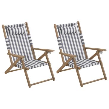 Timberlake Patio Folding Beach Chair in Gray Stripe (Set of 2), , large