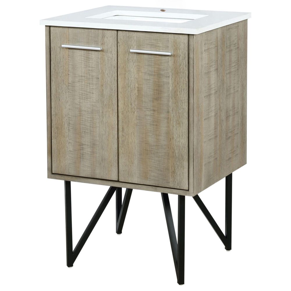 Lexora Home Lancy 24" Single Bathroom Vanity in Rustic Acacia with 2 cm White Cultured Marble Top and Rectangular Sink, , large