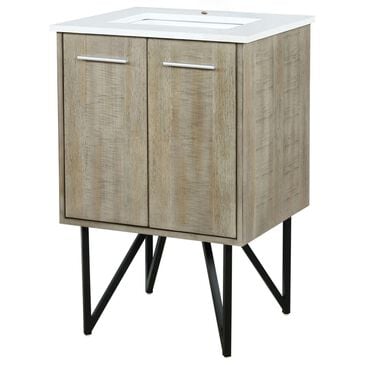 Lexora Home Lancy 24" Single Bathroom Vanity in Rustic Acacia with 2 cm White Cultured Marble Top and Rectangular Sink, , large