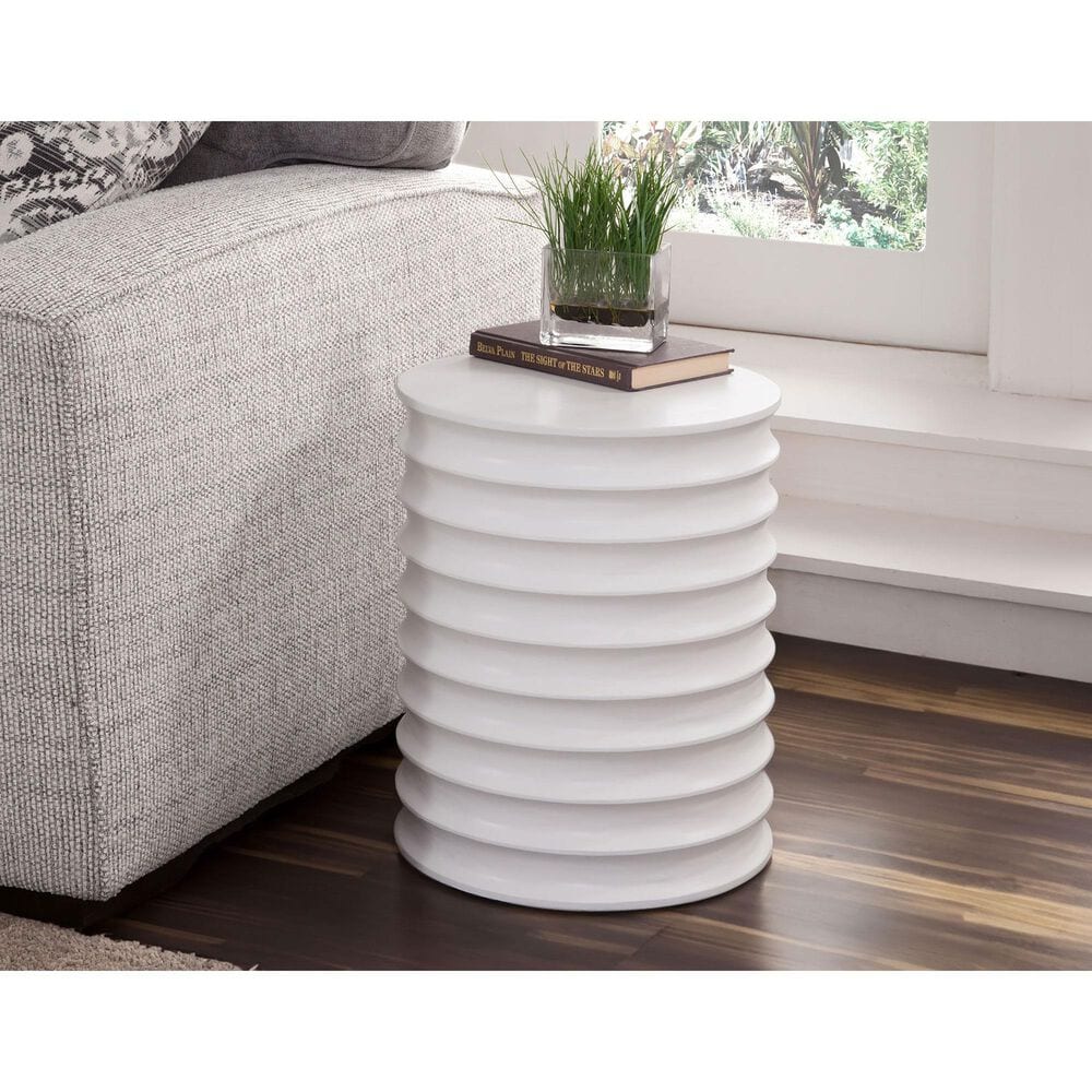 Steve Silver Griffin End Table in White, , large