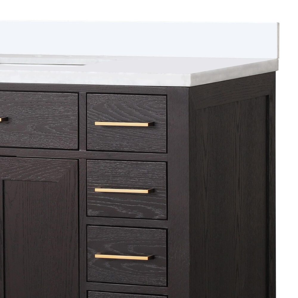 Lexora Home Abbey 48&quot; Single Bathroom Vanity in Black Oak with 2 cm White Cultured Marble Top and Rectangular Sink, , large