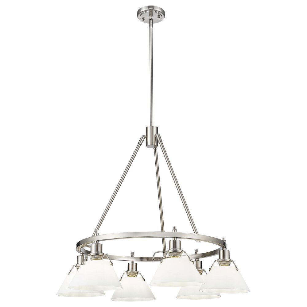 Golden Lighting Orwell 6-Light Chandelier with Opal Glass Shade in Pewter, , large