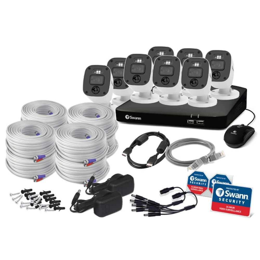 Swann Enforcer 8 Camera 8 Channel 1080p Full HD DVR 1TB HDD Security System with Mic in White, , large