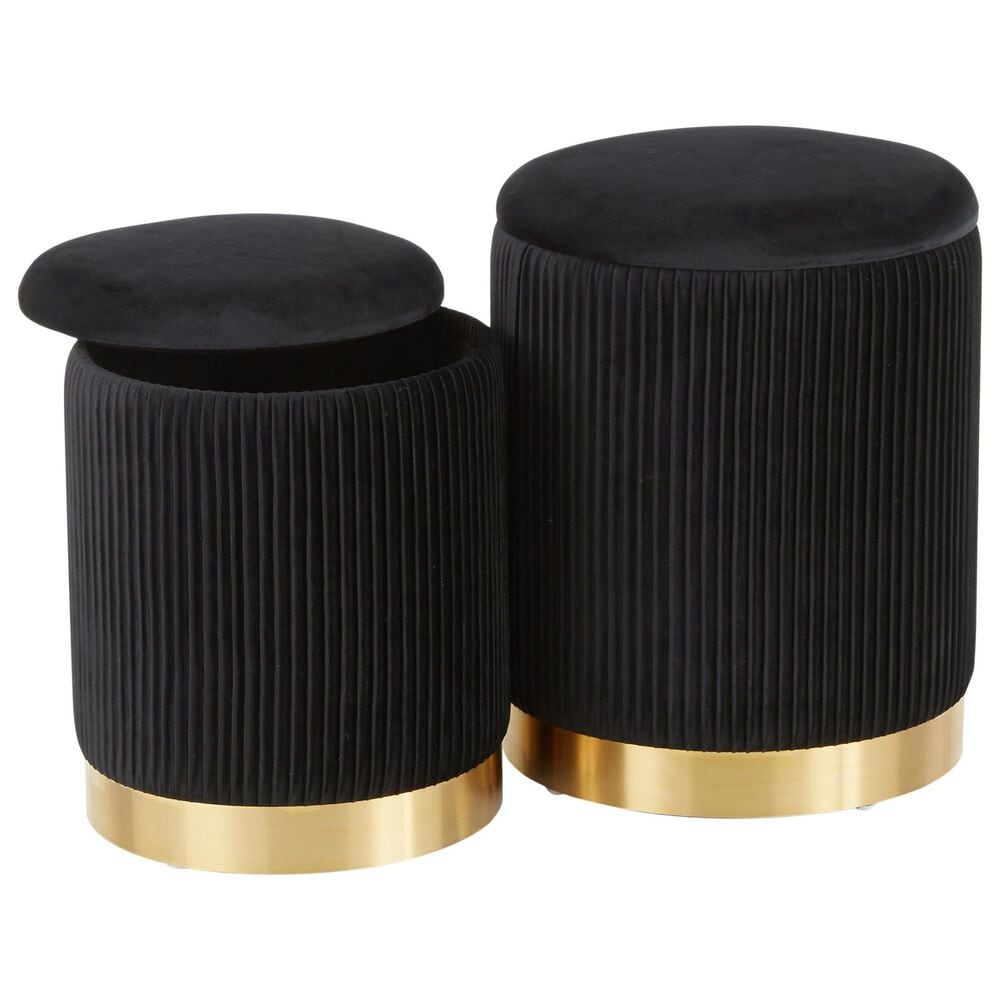 Lumisource Marla 2-Piece Nesting Ottoman Set in Black, , large