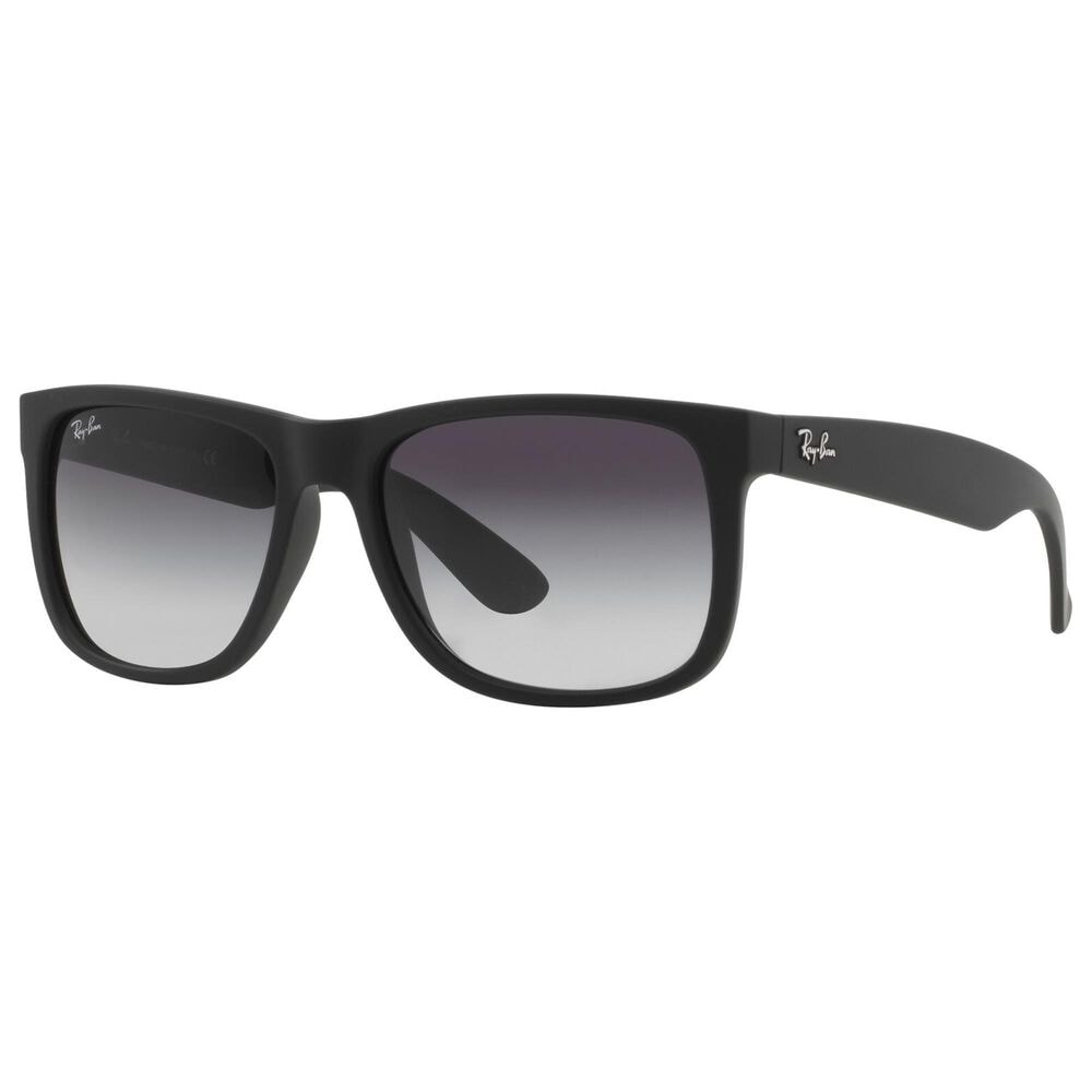 Rayban Glasses Justin Classic Sunglasses with Dark Grey Lenses in Matte Rubber Black, , large