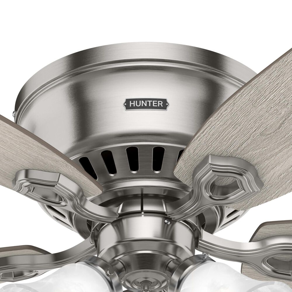 Hunter Builder Low Profile 52&quot; Ceiling Fan with Lights in Brushed Nickel, , large