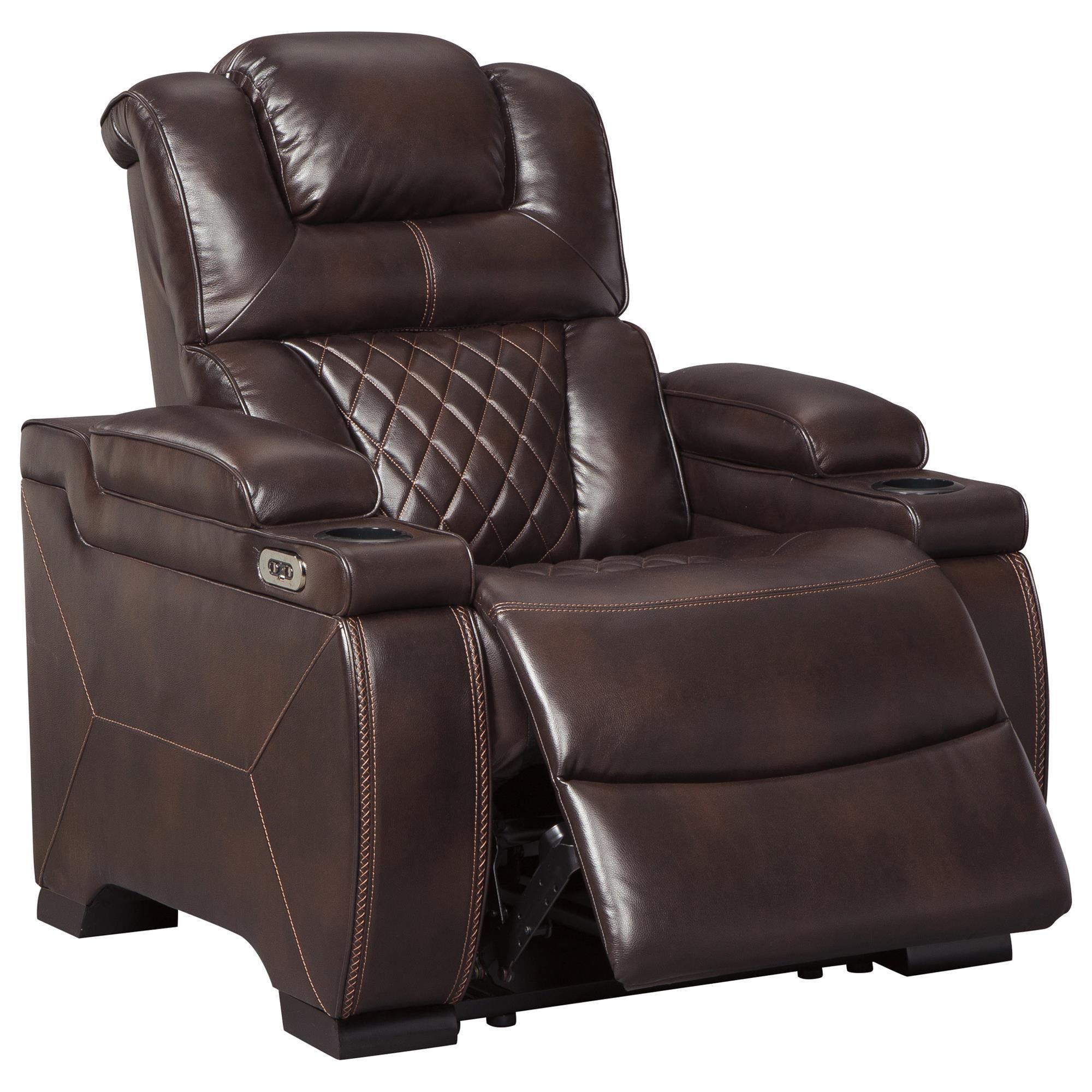 Power recliner with adjustable shop headrest