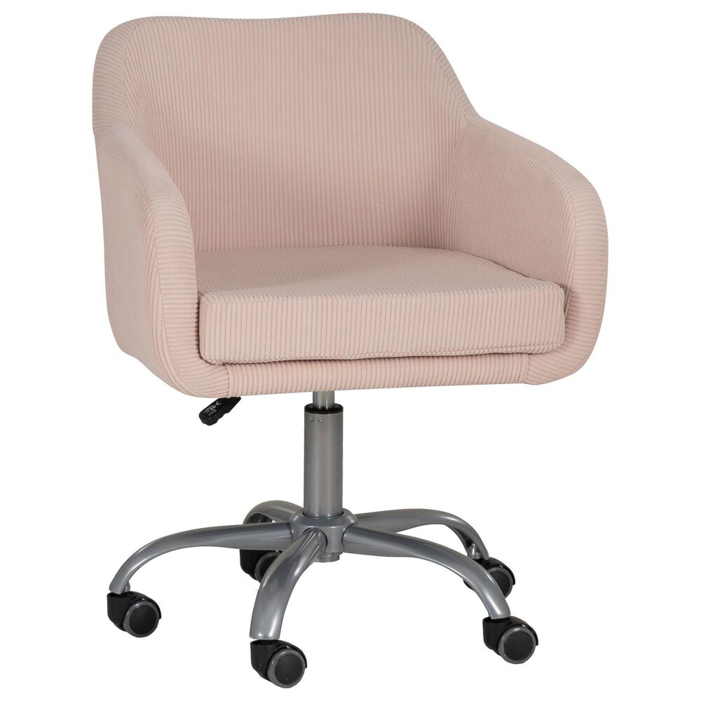 Linon Home Decor Rylen Office Chair with Pink Cushion in Silver, , large