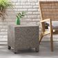 Hearth and Haven Puerta Outdoor Cube Wicker Side Table with Iron Frame in Black, , large