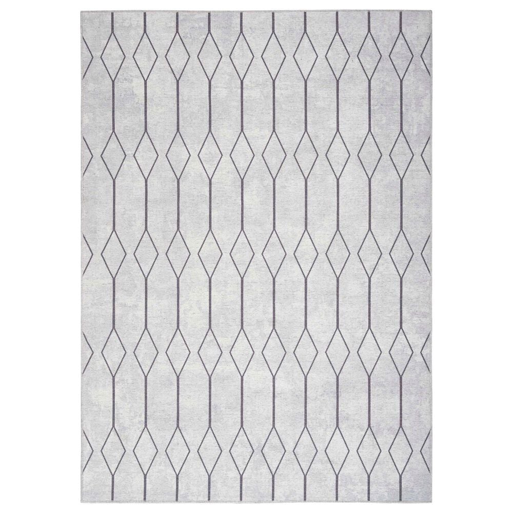 Nourison Machine Washable Series 1 5"3" x 7"3" Ivory and Grey Area Rug, , large
