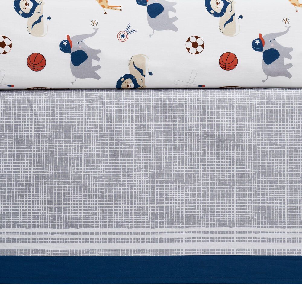 Oxford Baby Zoo Sports 3-Piece Baby Crib Nursery Bedding Set in White and Blue, , large