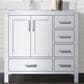 Lexora Home Jacques 36" Left Offset Single Bathroom Vanity in White with 2 cm White Cultured Marble Top and Rectangular Sink, , large
