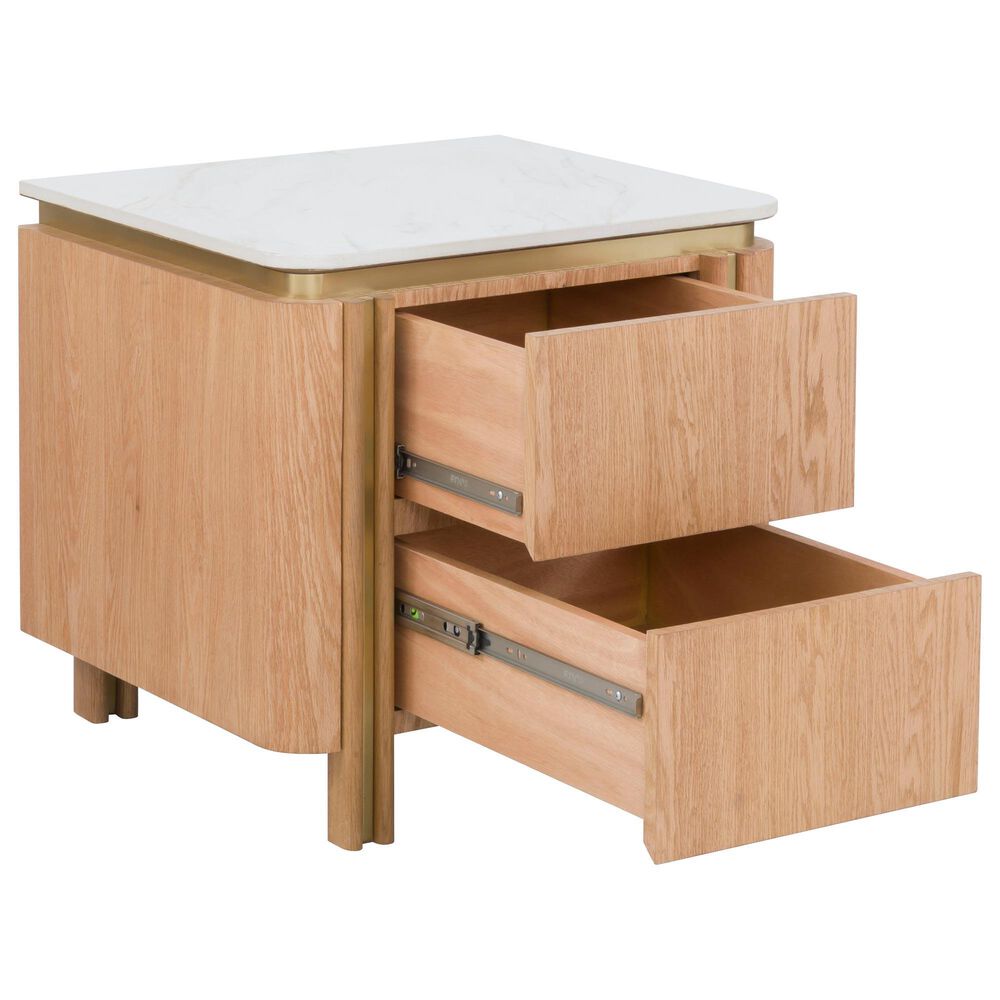 Fairfield Chair Portobello Rectangular End Table in White, Light Brown and Brushed Brass, , large