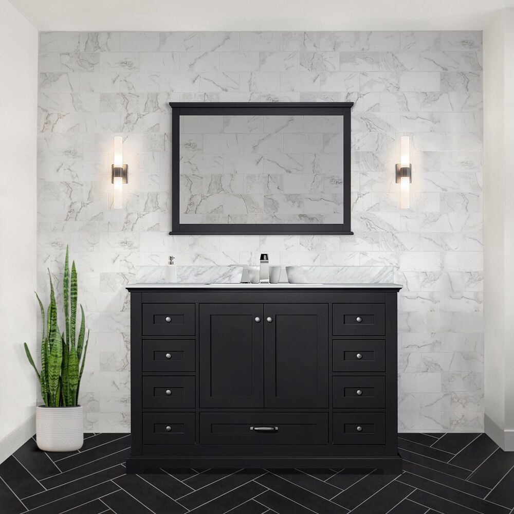 Lexora Home Dukes 48&quot; Single Bathroom Vanity in Espresso with 2 cm White Carrara Marble Top and Rectangular Sink, , large