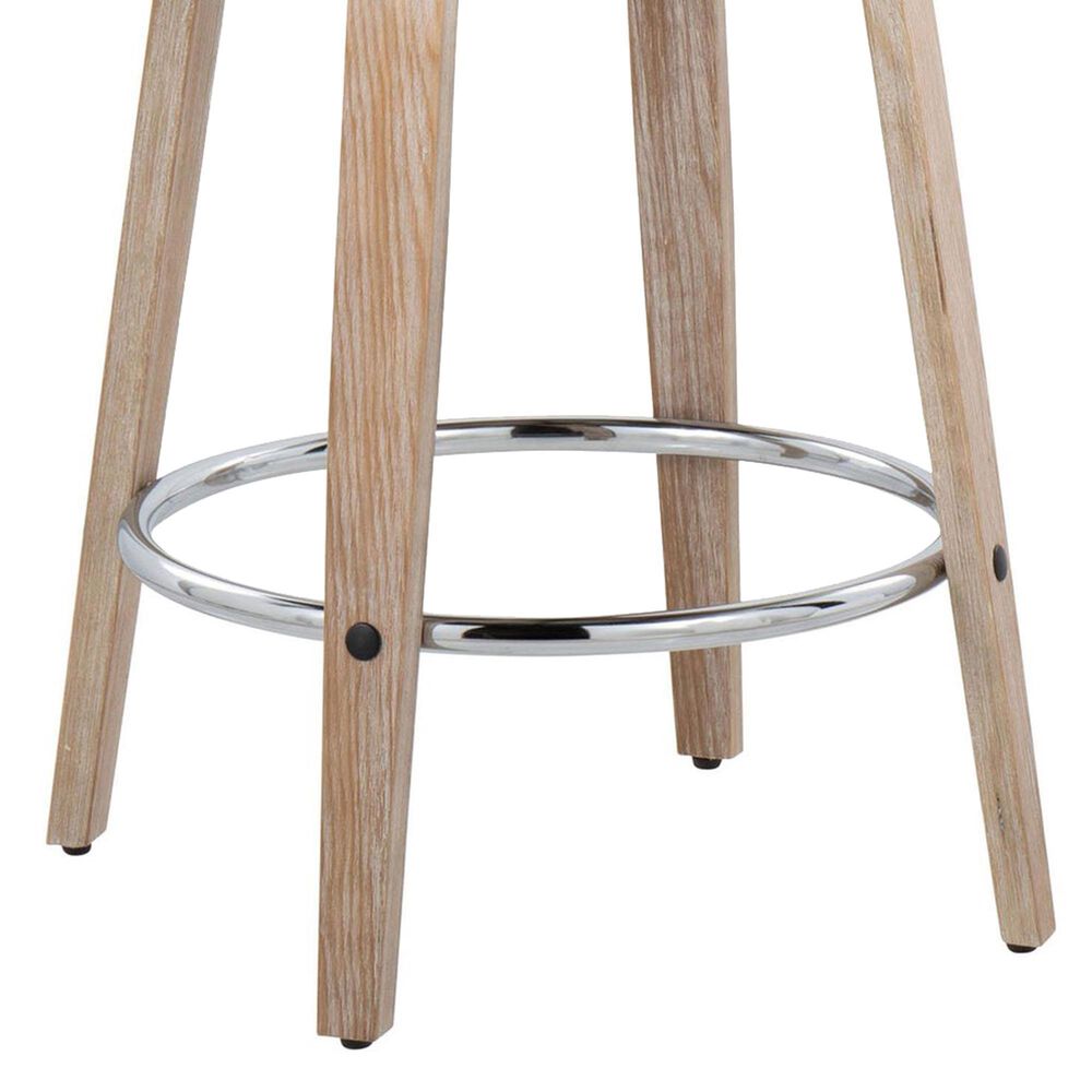 LumiSource Matisse 26" Swivel Counter Stool with Grey Fabric Upholstery in Whitewashed and Chrome (Set of 2), , large