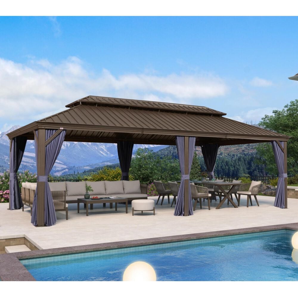 HOMLUX 12' x 24' Hardtop gazebo with double roof in Bronze, , large
