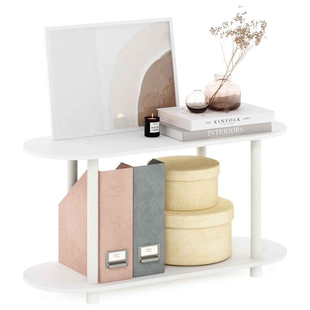 HOMLUX Turn-N-Tube 2-Tier Oval Side Display Rack in White and Virgin White, , large