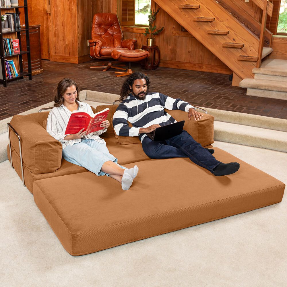 Jaxx Unsofa Stationary Loveseat in Spice Orange, , large