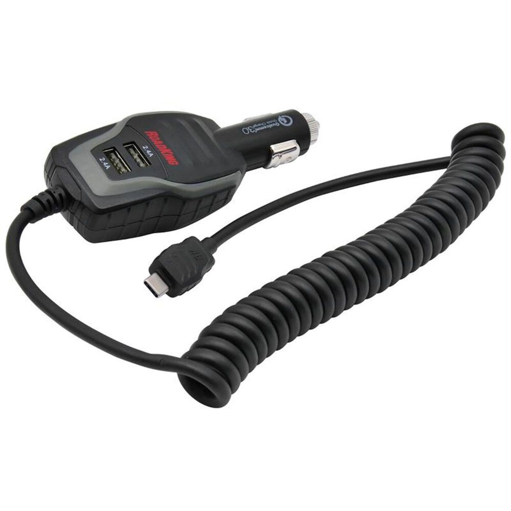 RoadKing Heavy-Duty USB Type-C Qualcomm Car Charger with 2 USB Ports, , large