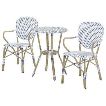 Furniture of America Zhou 3-Piece Patio Bistro Set in Natural, White and Blue, , large