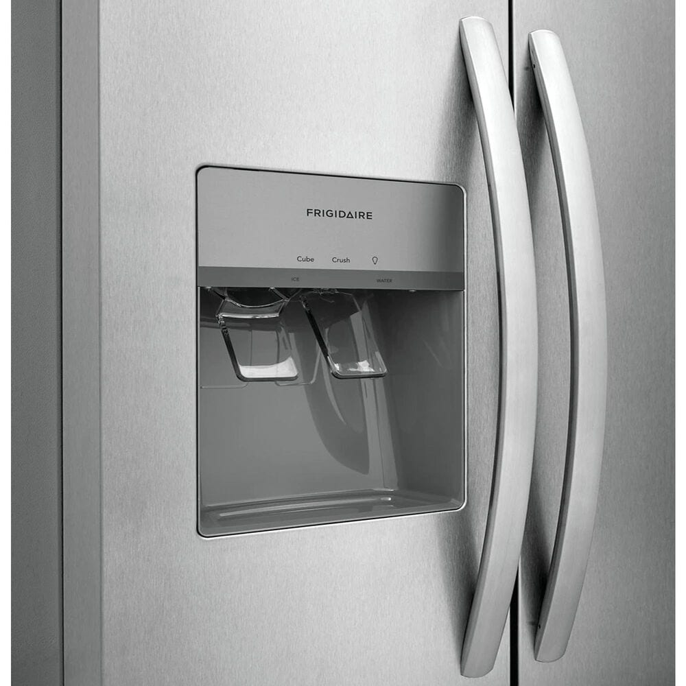 Frigidaire 3 Piece Kitchen Package with 22.3 Cu. Ft.  33&quot; Standard Depth Side by Side Refrigerator, 30&quot; Freestanding Gas Range with Quick Boil Burner, and 24&quot; Built-In Dishwasher with MaxDry in Stainless Steel, , large