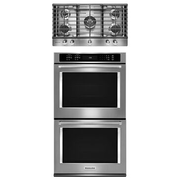 KitchenAid 2-Piece Kitchen Package with Double Wall Oven and 36" Gas Cooktop in Stainless Steel, , large