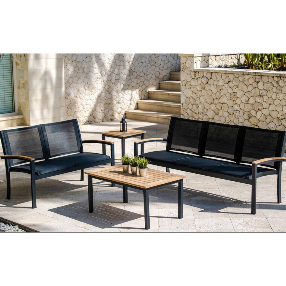 Three Birds Casual SoHo 40&quot; Rectangle Patio Coffee Table in Brown and Black, , large