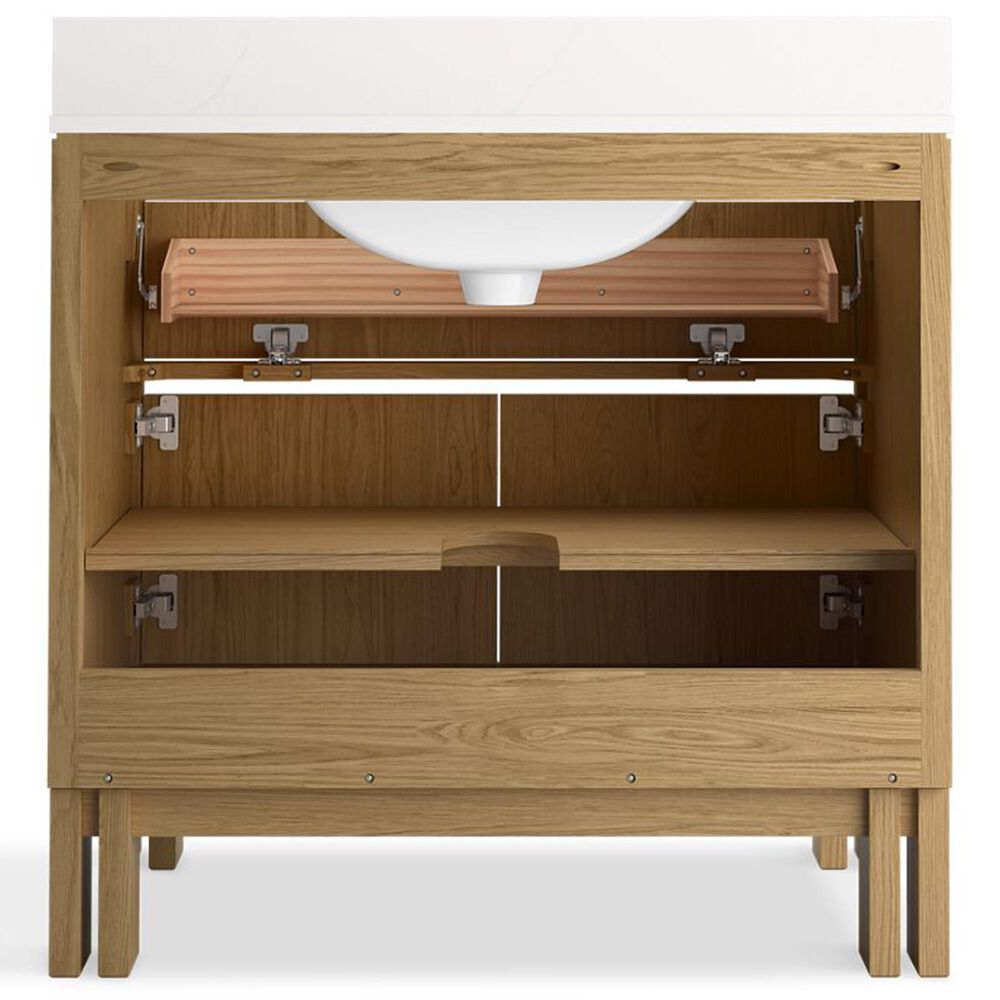 Kohler Solive 36" Single Bathroom Vanity in Gossamer White with 2 cm White Quartz Top and Rectangular Sink, , large