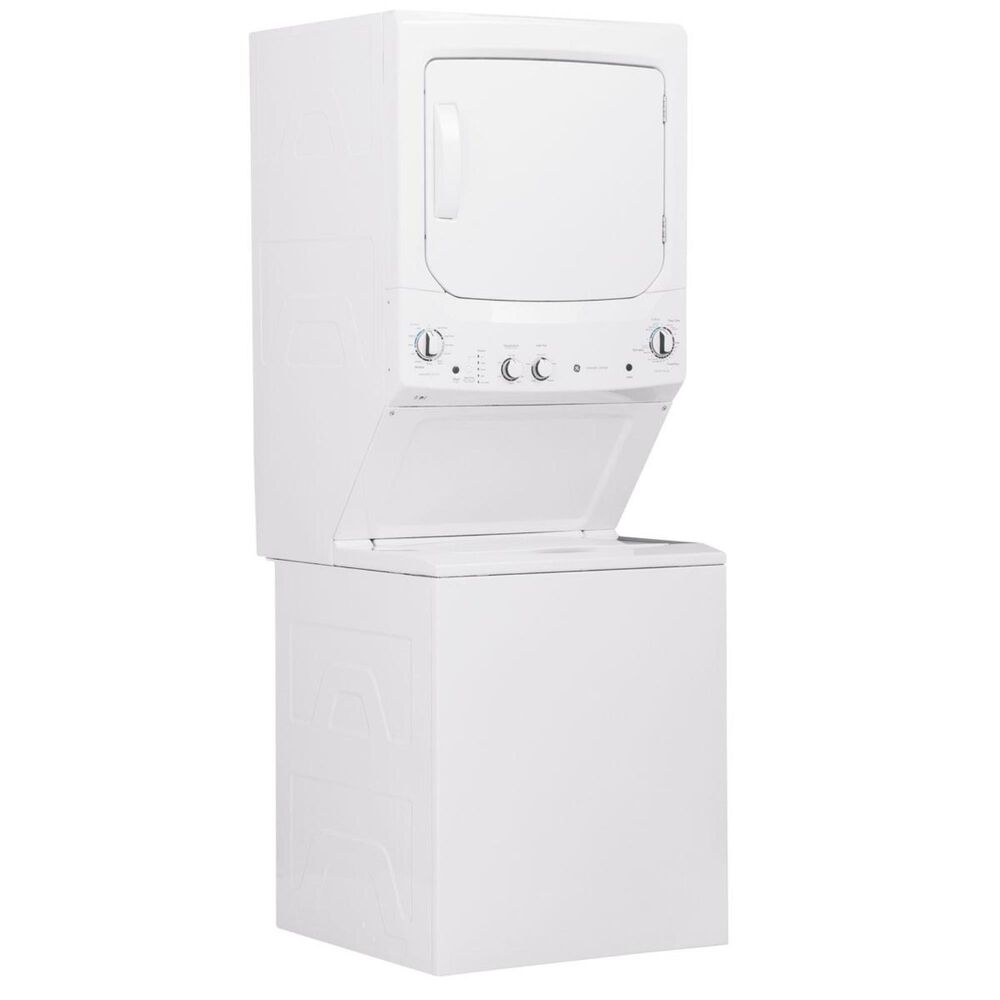 GE Appliances Unitized Spacemaker Gas Stack Laundry in White, , large