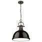 Golden Lighting Duncan 1-Light Pendant with Chain and Black Shade in Rubbed Bronze, , large