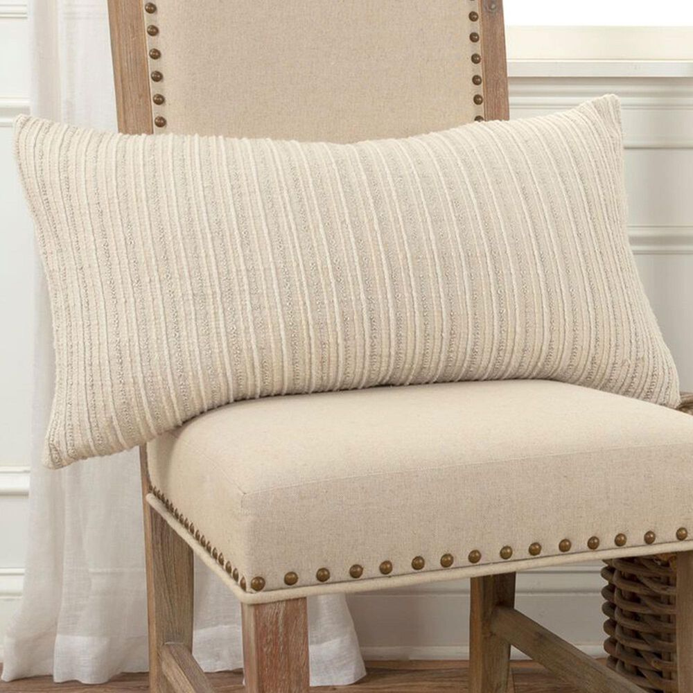 Rizzy Home 14&quot; x 26&quot; Down Filled Lumbar Pillow in Neutral, , large