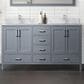 Lexora Home Jacques 72" Double Bathroom Vanity in Dark Grey with 2 cm White Carrara Marble Top and Rectangular Sinks, , large