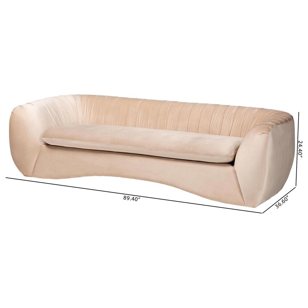 Baxton Studio Adanna Stationary Sofa in Champagne Beige Velvet, , large